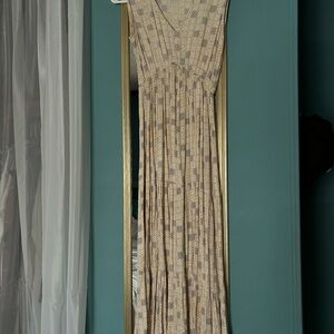 Sincerely Jules Blue Plunge Neck Sleeveless Maxi Gown